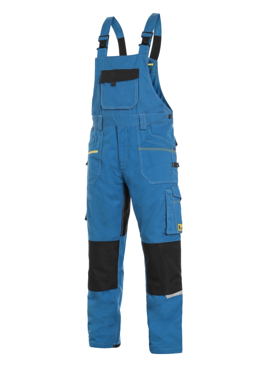 Pracovní kalhoty s laclem / Zahradníky CXS STRETCH,  stř.modré-černé Canis 