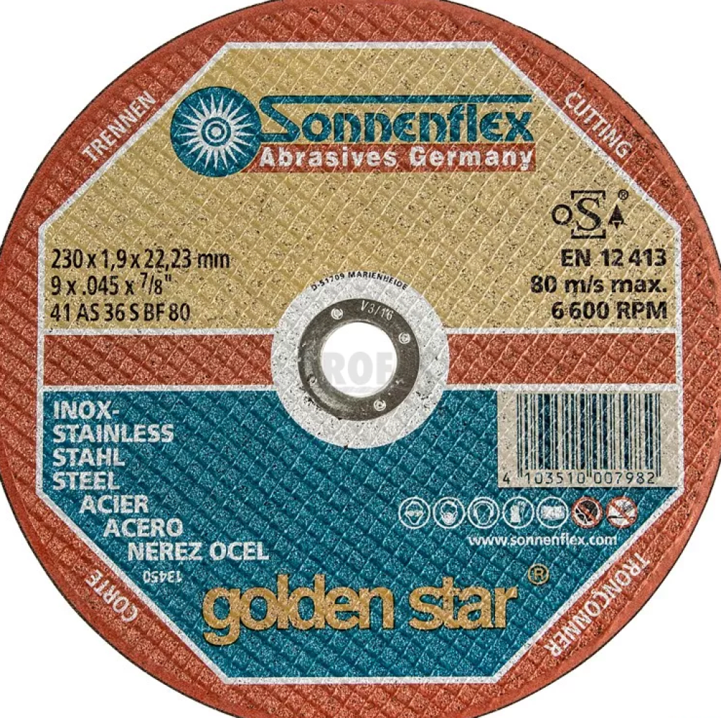Brusný kotouč Goldenstar Sonnenflex nerez průměr 230x6,0x22,23 mm