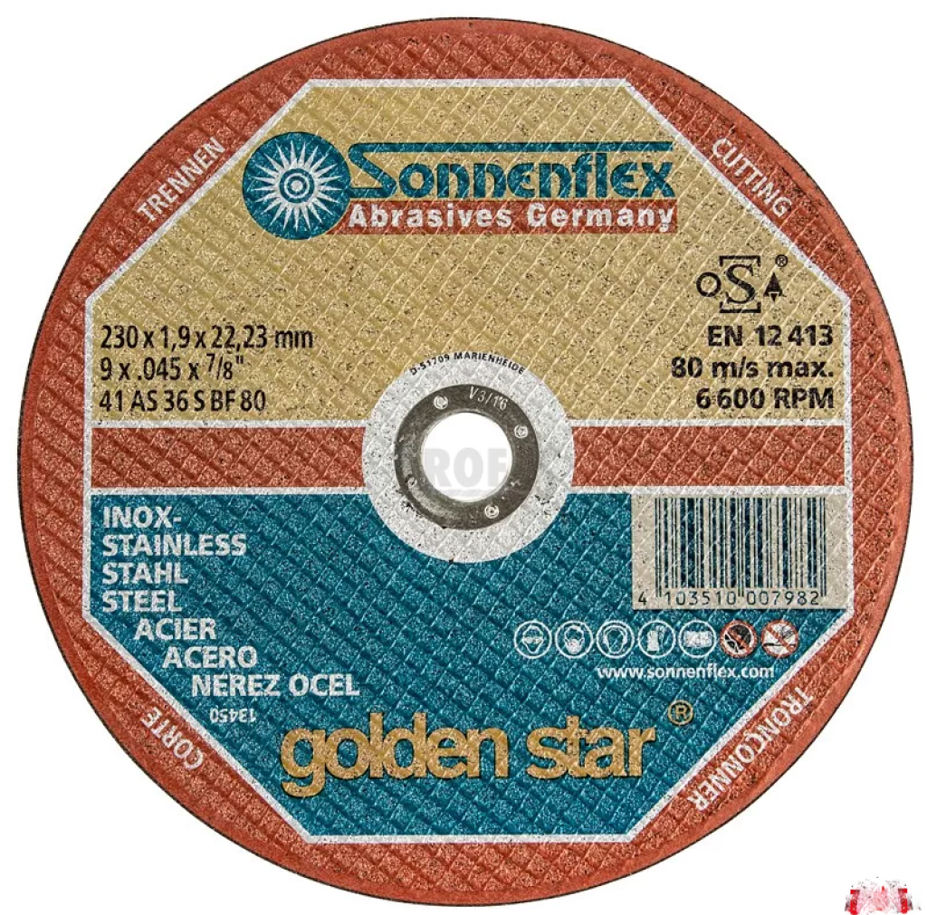 Řezný kotouč Goldenstar Sonnenflex nerez průměr 230x1,9,x22,23 mm AS36SB