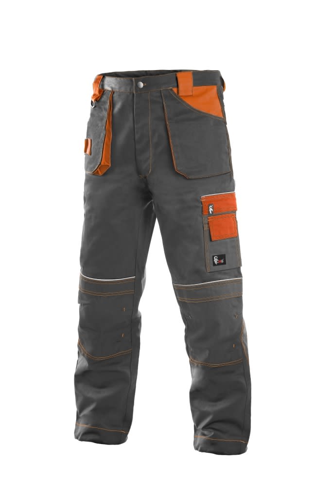 Pánské pracovní kalhoty do pasu CXS ORION TEODOR, šedo-oranžová Canis 