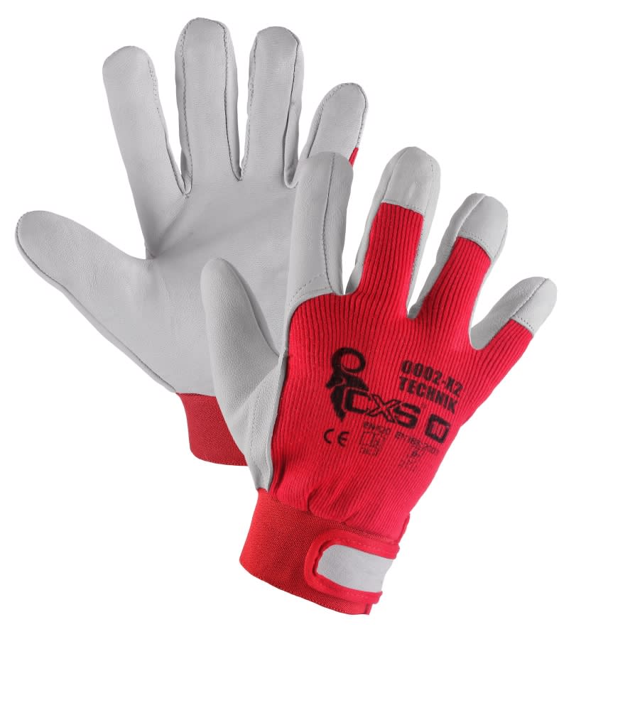 Kombinované rukavice TECHNIK Canis, červeno-bílé 